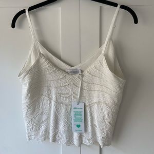 Cream Crop top with embroidery and lace details. Lined. Never worn.
